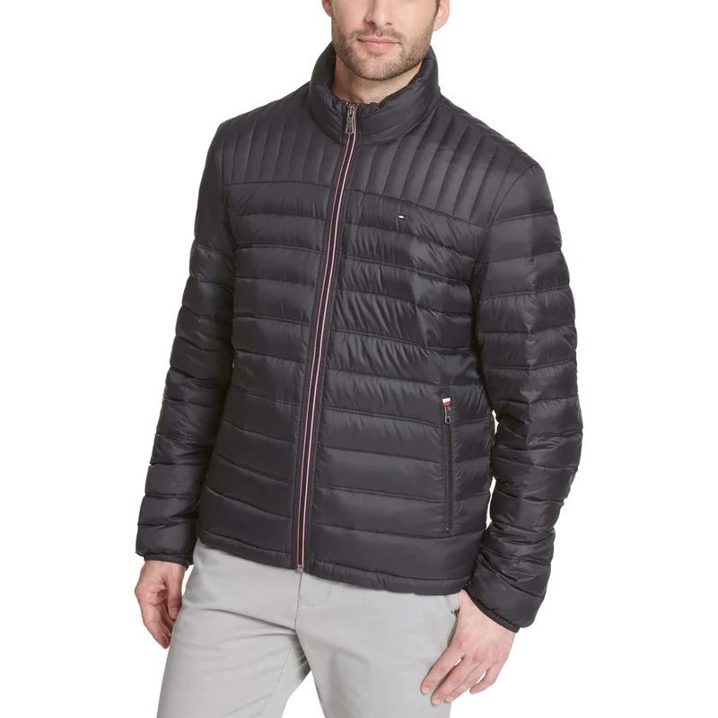 Tommy Hilfiger Men's Ultra Loft Lightweight Packable Puffer Jacket (Standard and Big & Tall) Down Alternative Coat, Black, S