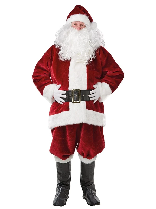 Rubies Official Santa Suit Adult Costume, Crimson Deluxe Men's Adult Standard, Chest 36-42-inch, Waist 26-34-inch Halloween