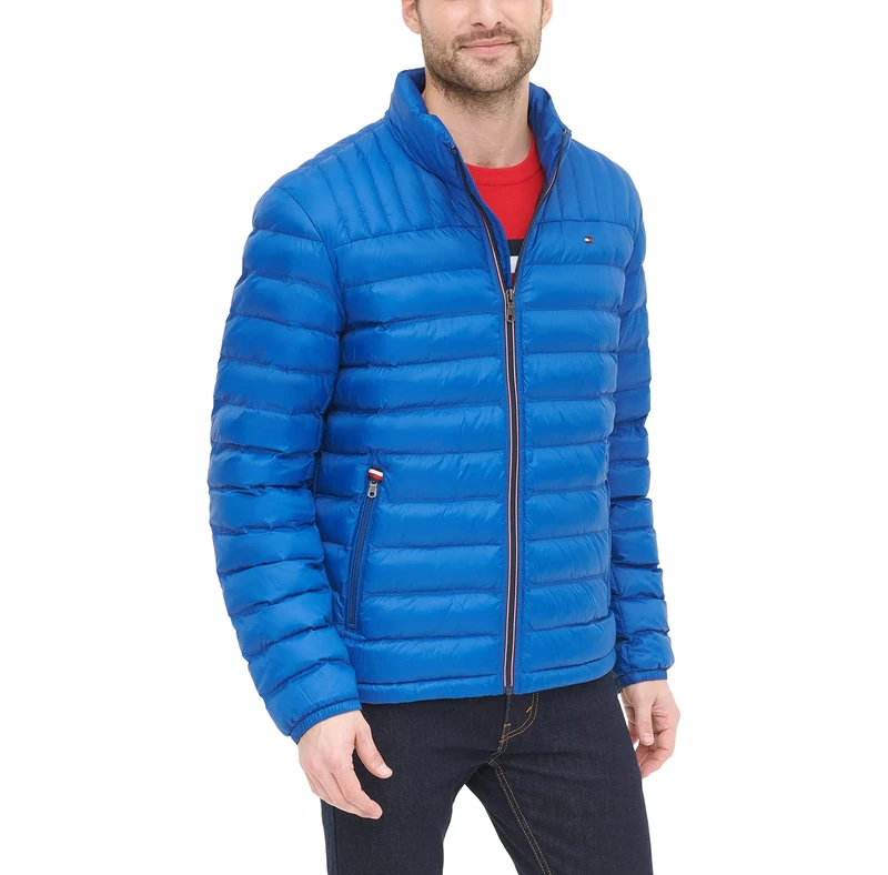 Tommy Hilfiger Men's Water Resistant Ultra Loft Down Alternative Puffer Jacket Coat, New Royal Blue, XXL