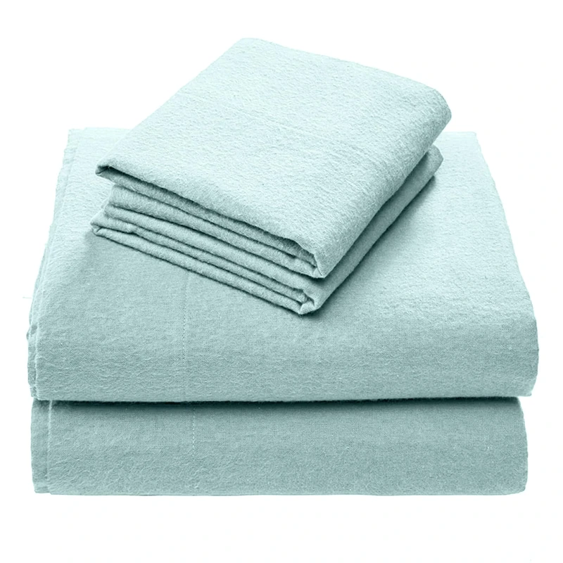 Comfort Spaces Cotton Flannel Breathable Warm Deep Pocket Sheets with Pillow Case Bedding, Full, Aqua Solid 4 Piece