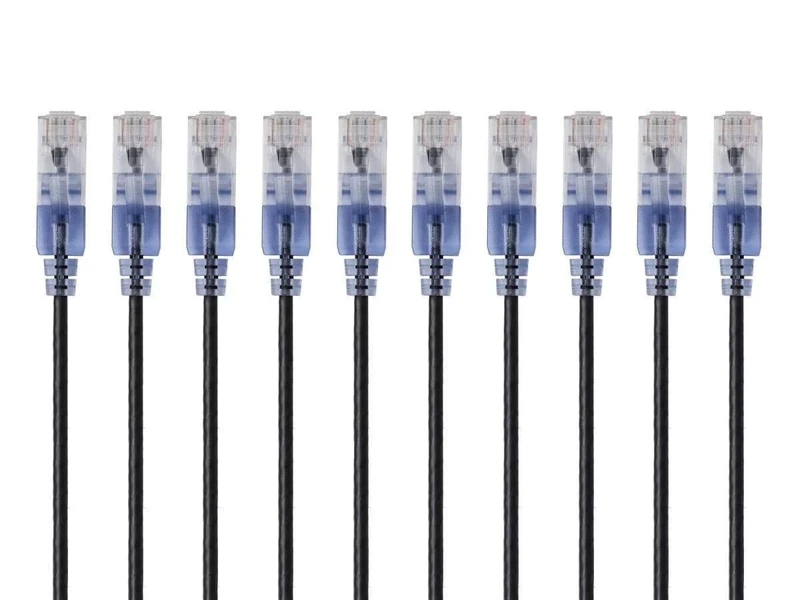 Monoprice Cat6A Ethernet Patch Cable - 20 Feet - Black (10 Pack) Network Internet Cord, Snagless RJ45 UTP Pure Bare Copper Wire 10G 30AWG - SlimRun Series