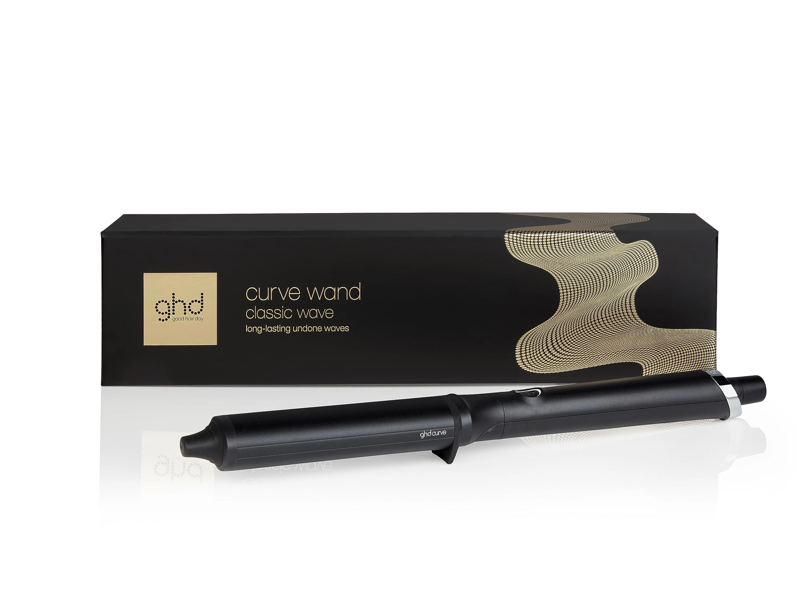 ghd Curve® Classic Wave Wand, 38mm - 26mm Oval Shaped Barrel, for Long-lasting Undone Texture or Glamourous Hollywood Waves, Optimum Styling Temp 185ºC, Protective Cool Tip, Auto Sleep Mode Black
