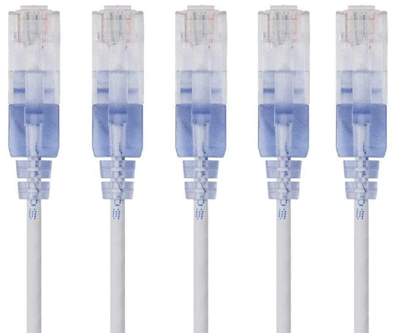 Monoprice Cat6A Ethernet Network Patch Cable - 50 Feet - White | 5-Pack, 10G - SlimRun Series
