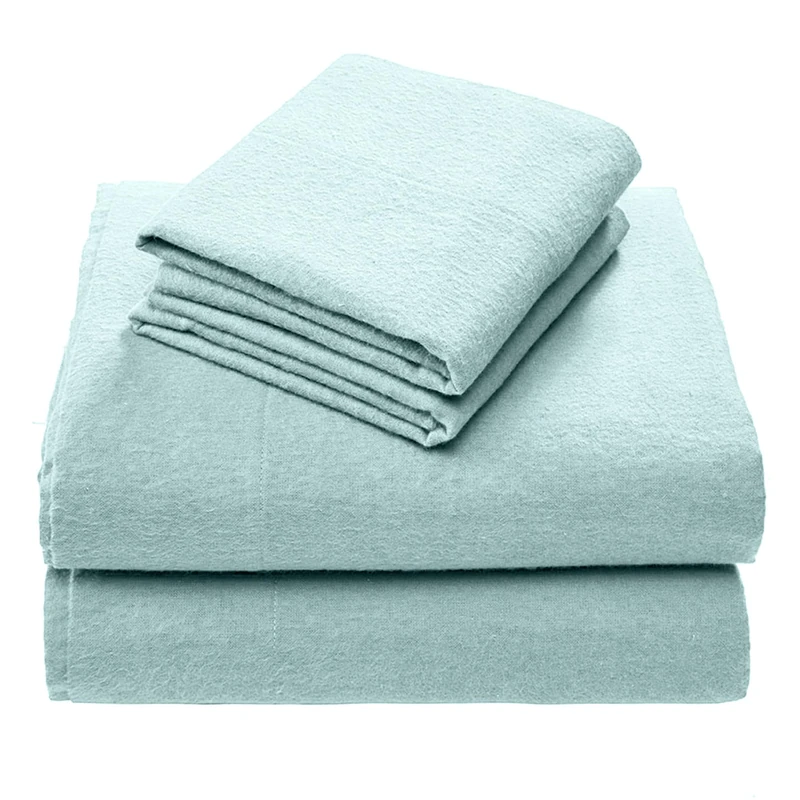Comfort Spaces Cotton Flannel Breathable Warm Deep Pocket Sheets with Pillow Case Bedding, Queen, Aqua Solid 4 Piece