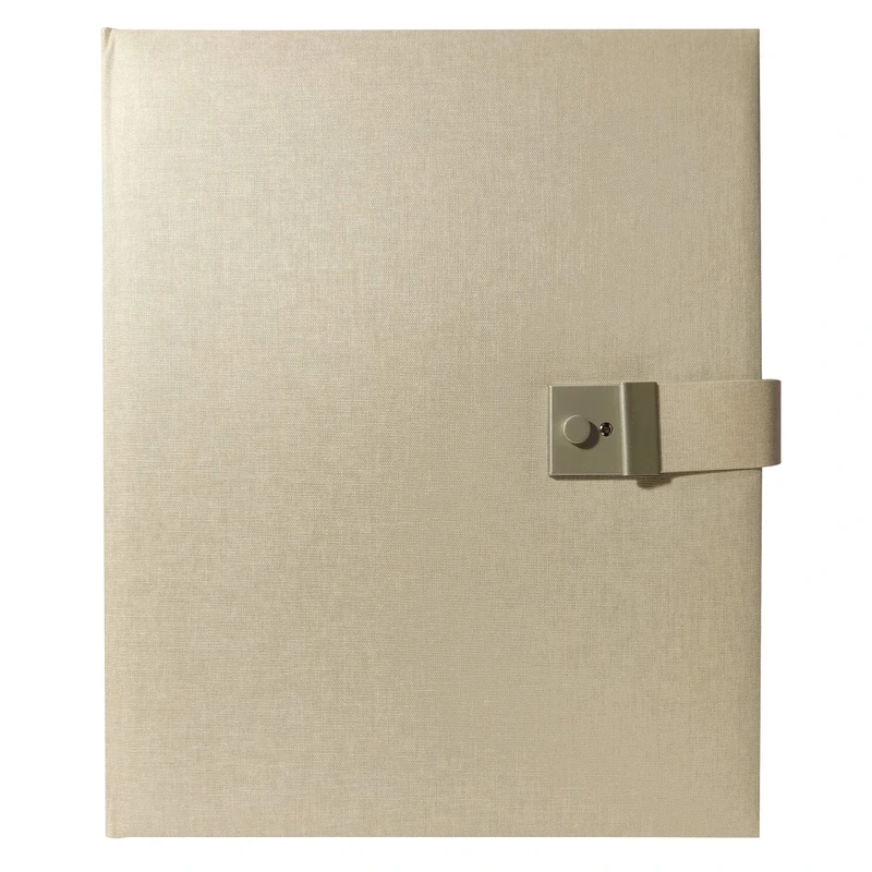 Goldbuch Summertime Trend 2 53605 Document Folder for DIN A4 Documents, Ring Binder Folder with 5 Transparent Pockets, Expandable Organiser Folder with Lock, Linen Organ Folder, Approx. 27.5 x 34 cm,