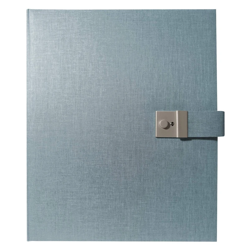 Goldbuch Summertime Trend 2 53607 Document Folder for DIN A4 Documents, Ring Binder Folder with 5 Pockets Expandable Folder with Lock, Linen Orgal Folder Approx. 27.5 x 34 cm Blue Grey