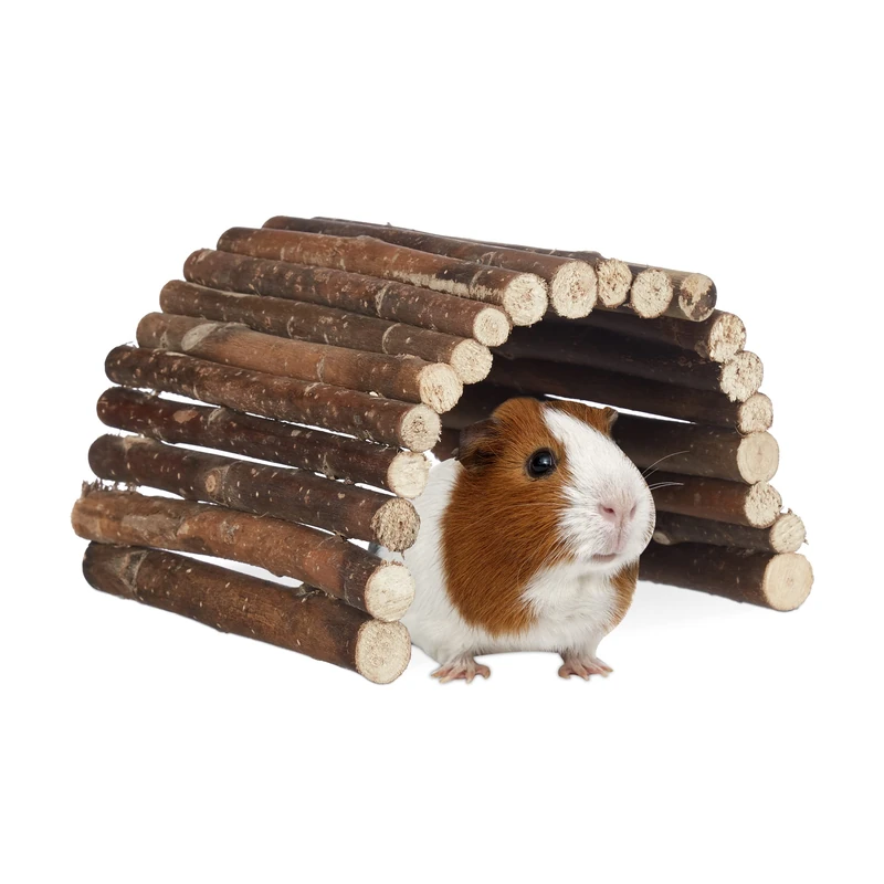 Relaxdays Natural Wooden Small Animal Rodent Tunnel Tube, Flexible, Schima, HWD 2x29x17 cm - Image 1