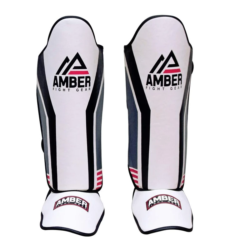 Amber Fight Gear Shin Guard and Adult MMA Instep LegPads Kickboxing Gladiator Muay Thai Boxing Training Foot Foam Pads Sparring Protective Gear Unisex Small