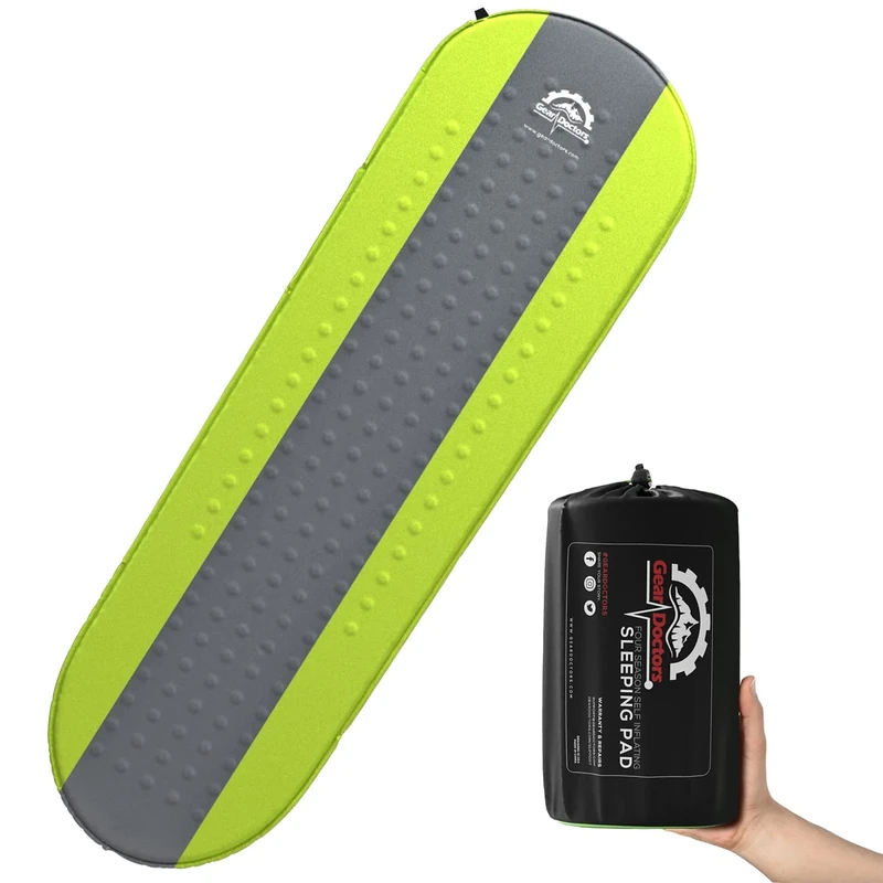 Gear Doctors - Self Inflating Sleeping Pad - 4.3 R Four Season Camping pad-1.5 Inch Thick Air Foam Hybrid- Perfect Size Mattress for Camping Backpacking Travel with Insulation for Cold Winters - Image 1