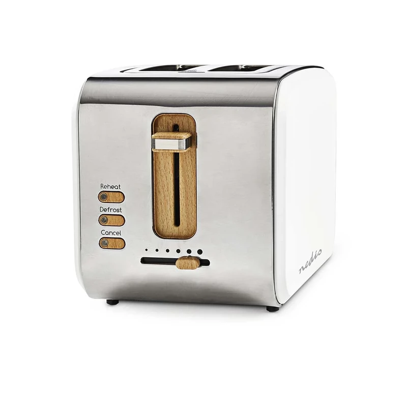 NEDIS Soft Touch Toaster, 2 Slice, 6 Browning Levels, Defrost Cancel Reheat Functions, Cool Touch, White