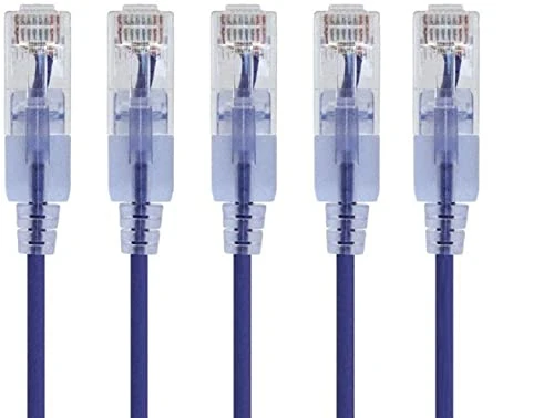 Monoprice Cat6A Ethernet Network Patch Cable 10G - 25 Feet, Purple (5-Pack) - SlimRun Series