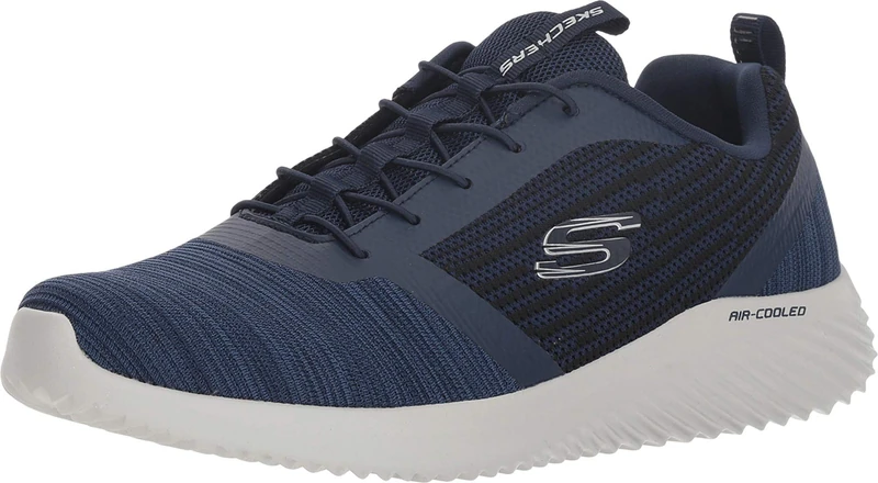 Skechers Men's Bounder Trainers, Navy Mesh Pu Trim, 8 UK