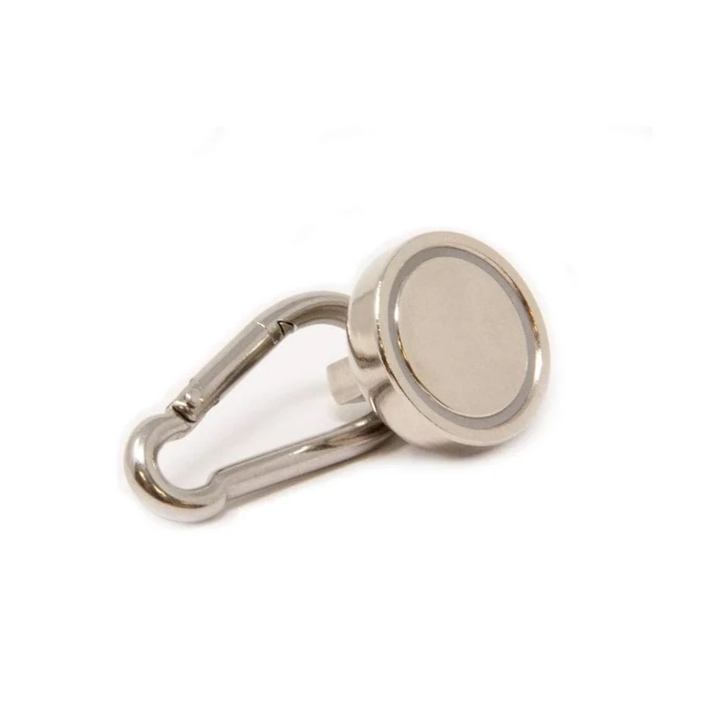 Neodymium Pot Magnet with Carabiner for Holding Signage, Tools and Ropes - 25mm dia - Pack of 40