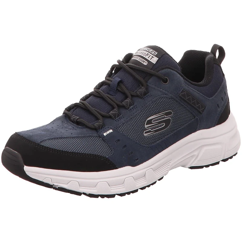 Skechers Mens Oak Canyon Trainers, Navy Leather Pu Mesh Black Trim, 9.5 UK