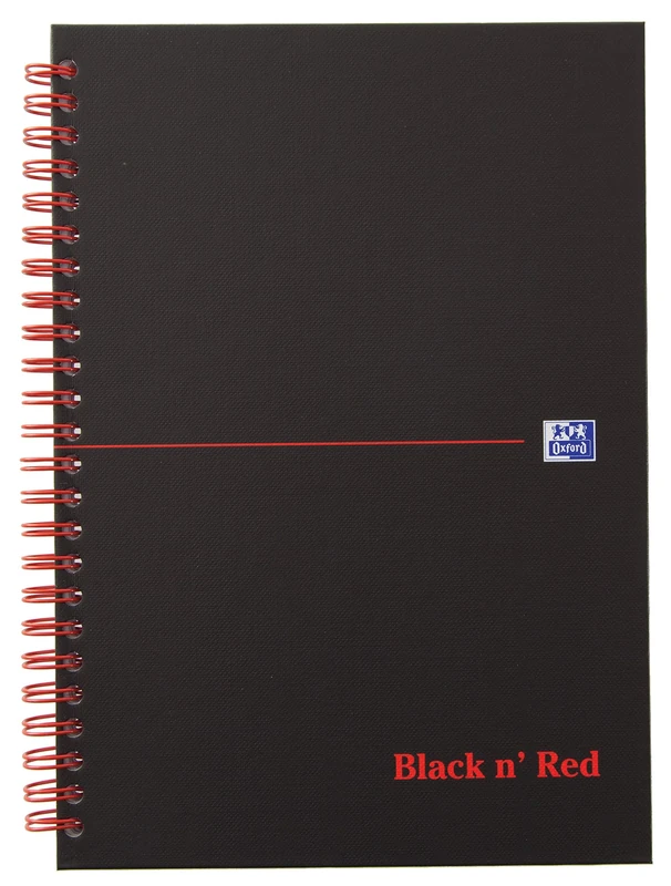 Oxford 400047652 Spiral Book Black n Red Pack of 5 DIN A5 Squared Matte Hard Cover 70 Sheets Black Red