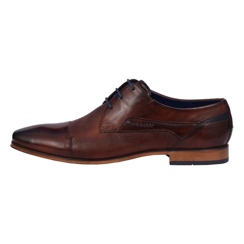 bugatti Men's Business shoe made of leather, derby with hand finish and cross cap, Brown, 6.5 UK