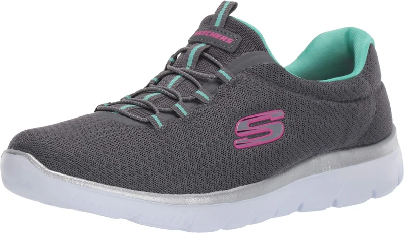 Skechers Women's Summits Sneaker, Grey Anthracite Green, 4 UK