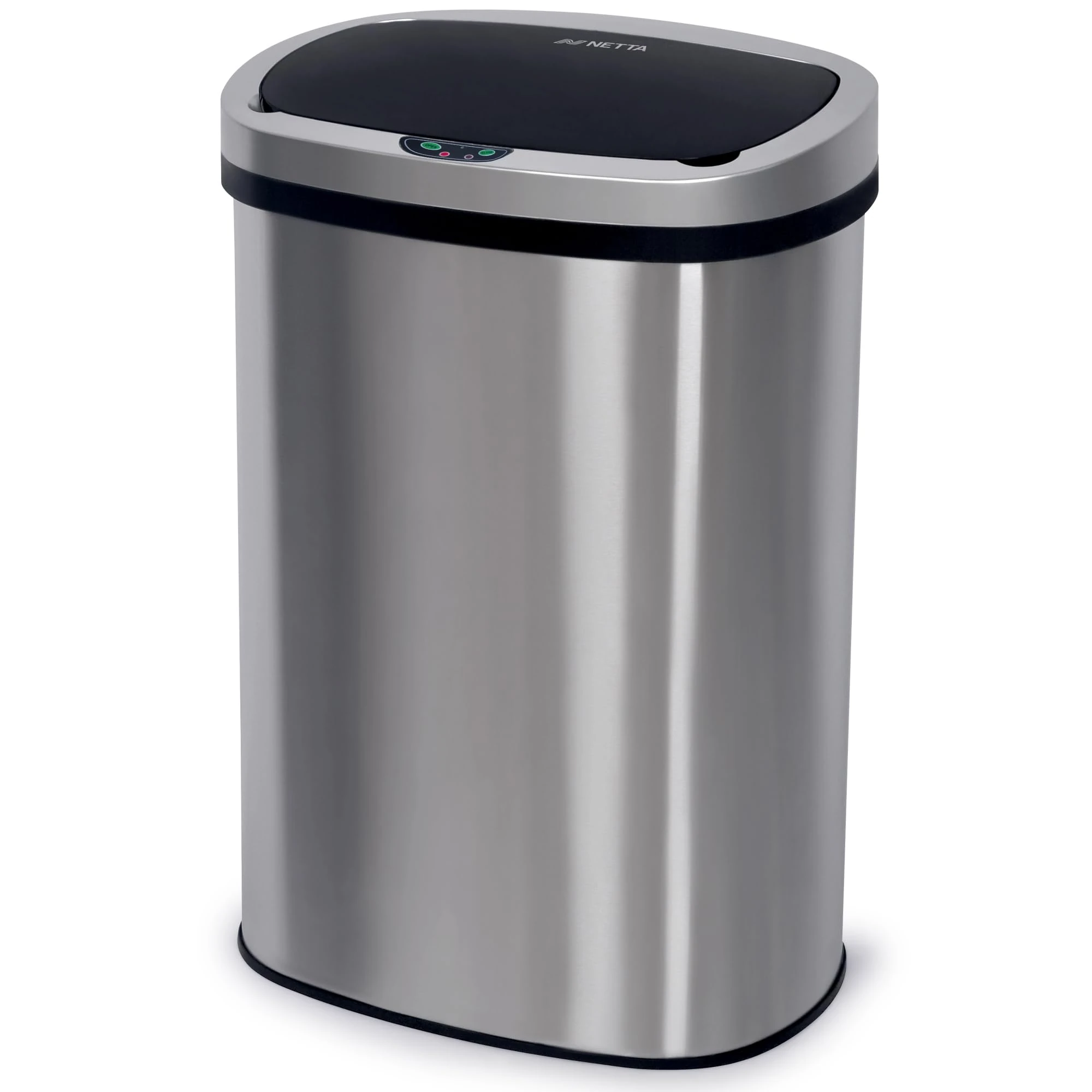 NETTA 50L Kitchen Sensor Bin - Large Touch-Free Automatic Motion Sensor Waste Rubbish Bin, Dustbin, Trash Can - Stainless Steel Finish - 50 Litre - Silver