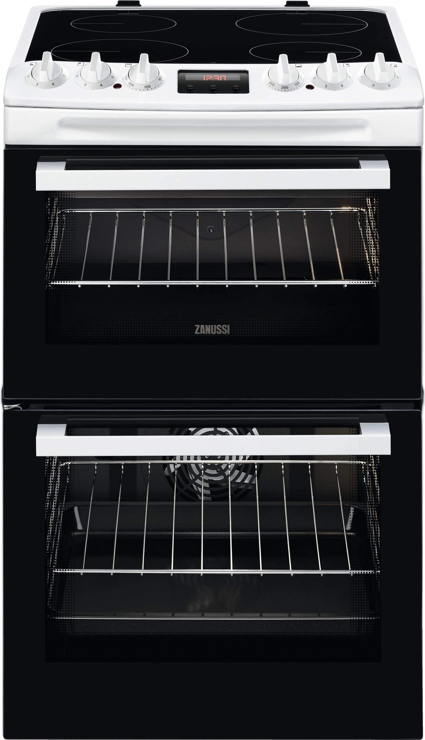 Zanussi 55cm Double Oven Electric Cooker with Catalytic Liners - White