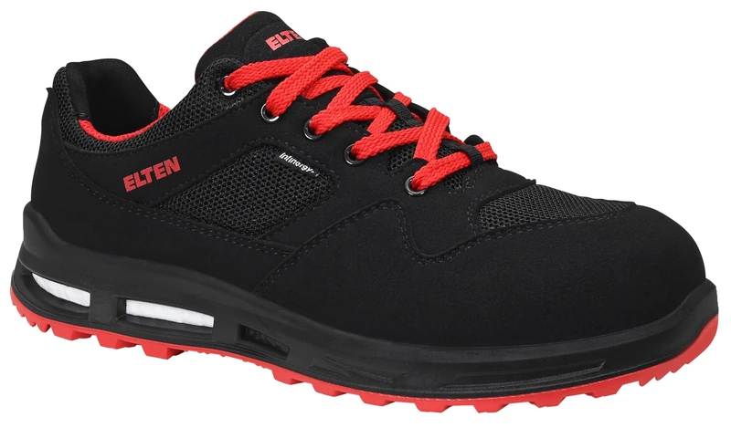 ELTEN Lakers XXT Low ESD S1p Safety Shoes, Women, Men, Sporty, Lightweight, Black/Red, Art Safety Trainers, Black 1, 12 UK Unisex Adult