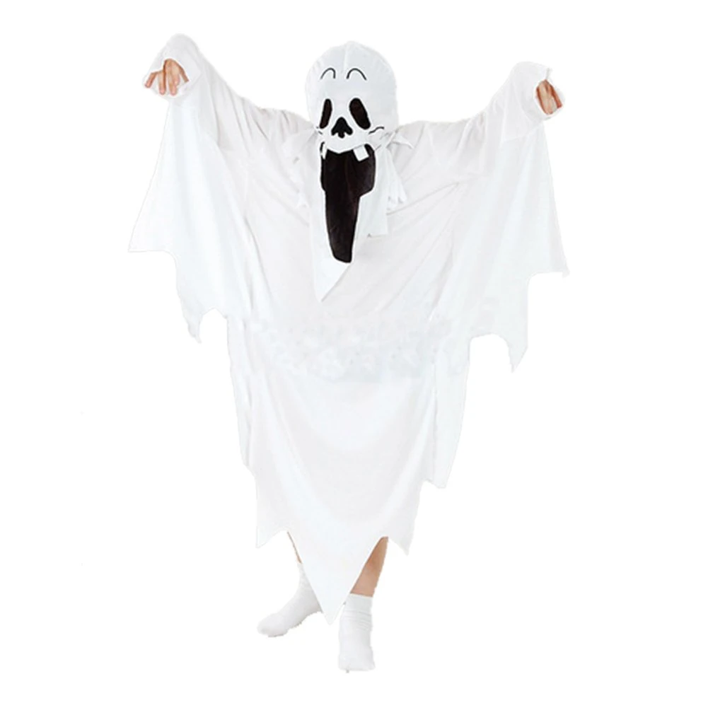 LONTG Halloween Ghost Costume - Ghostly Spirit Outfit Set With White Cloak and Mask - Scary Horror Devil Mummy Suit - Fanny Dress Party Accessory Props for Adults