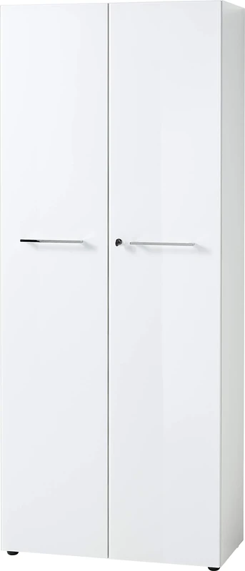 Germania GW-MONTERIA Filing cabinet 4204-84, in White, with two doors, fronts with glass support, 80 x 196 x 37 cm (W/H/D)