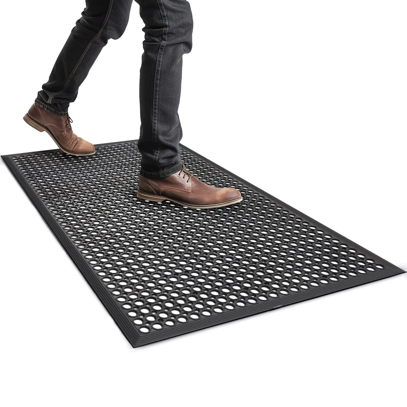 Rubber Floor Mat Anti-Fatigue Non Slip Floor Mats 36" x 60" New Commercial Heavy Duty Drainage Rubber Kitchen Mat Black Bar Floor Mat