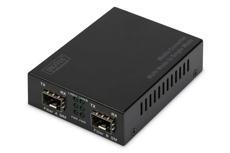 DIGITUS Gigabit Multimode to Singlemode Media Converter SFP to SFP, 155Mbps, 1.25Gbps, 850nm to 1550nm