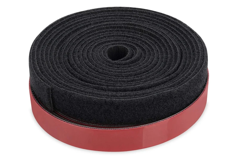 DIGITUS Mushroom Head Velcro Cable Management System - 2.5m Roll Self-adhesive (4kg / cm²) - 5m Velcro Velcro Tape - Image 1