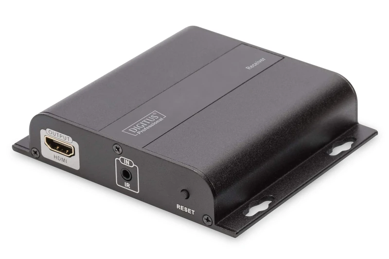 DIGITUS Professional 4K HDMI Extender (Receiver Unit), IP Capable and Direct Connection (Cat 5, 5e, 6), up to 253 Receivers, Resolution 3840 x 2160p with 30 Hz, Black