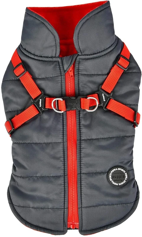 Puppia Dog Coats for Small and Medium Dogs - Waterproof Dog Coat with Harness Lined with fleece for pleasant warmth, Grey, XL
