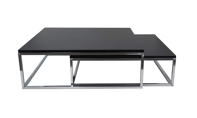 ASPECT Olso Set of 2 Coffee Nesting Table, Black, L 80x80x27 S 70x70x22(H) cm - Image 1