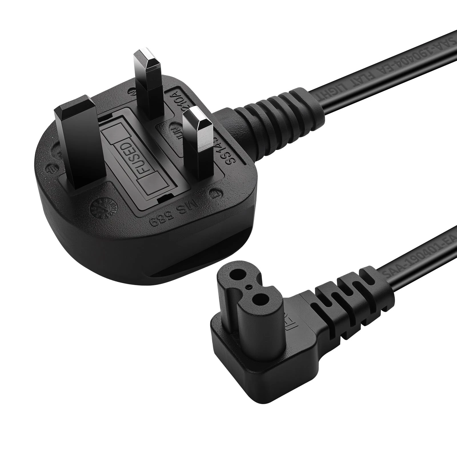 Power Cable Compatible with Samsumg TV, Fig Figure 8 Cable Right Angle IEC C7 Power Lead 2 Pin Mains for PS4 PS5 Xbox Toshiba Panasonic JVC Philips LG Sharp Sony Asus Toshiba Laptop UK Wall Cord 1M