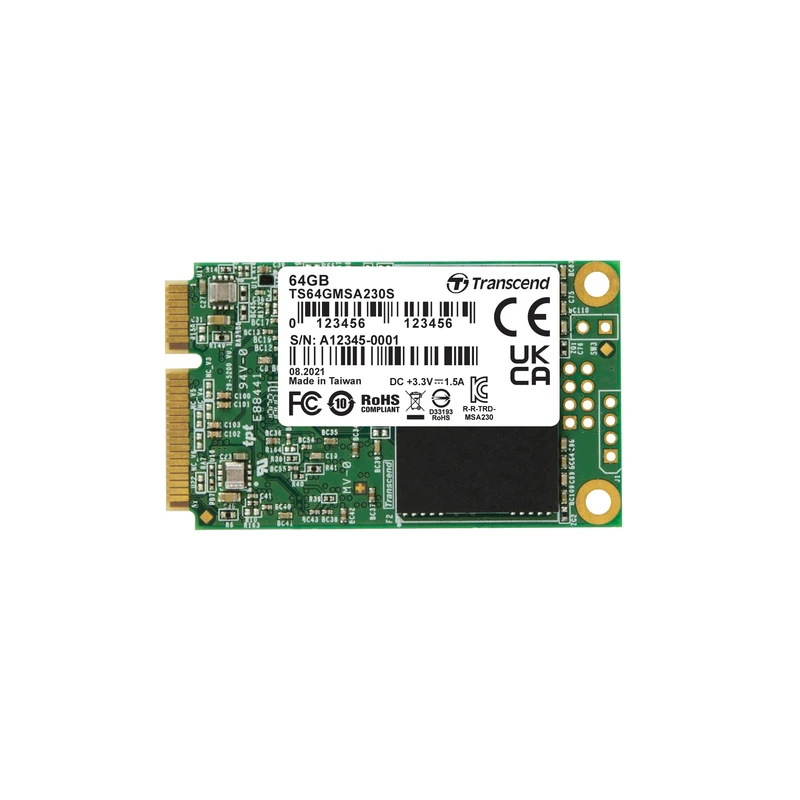 Transcend MSA230S 64GB SATA III 6Gb/s SSD, Read/Write up to 350/200 MB/s with DRAM Cache for Ultrabooks, Tablet PCs & Slim Servers TS64GMSA230S