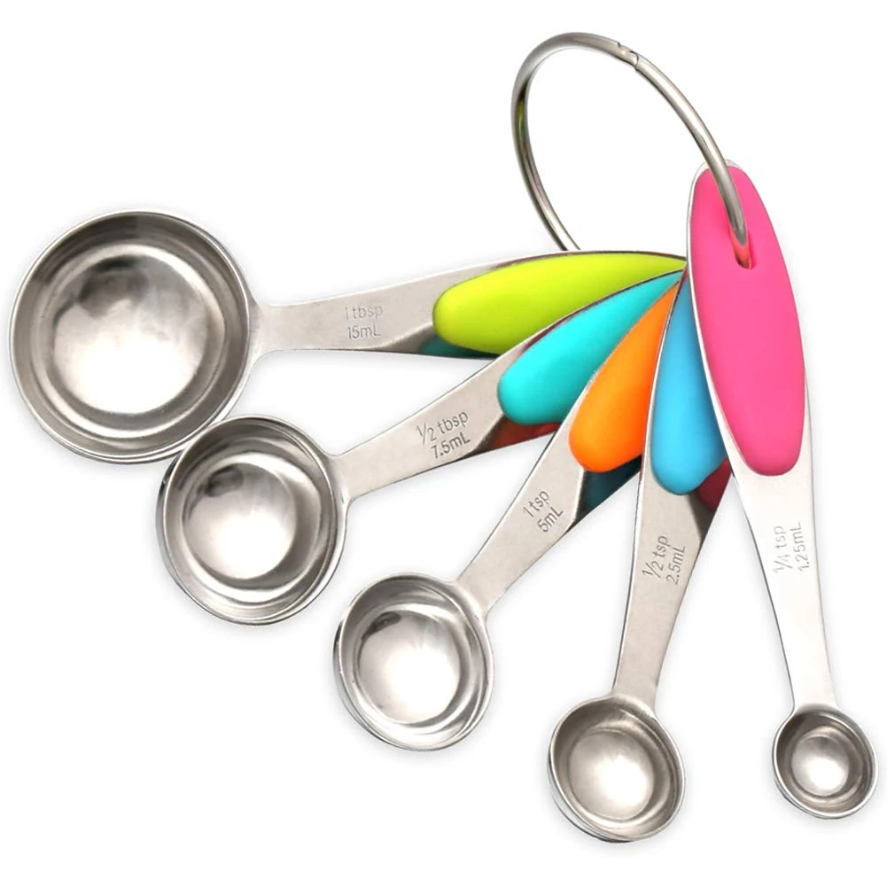 H&S Stainless Steel Measuring Spoons for Baking - Kitchen Measuring Spoon Set of 5 for Cake Baking