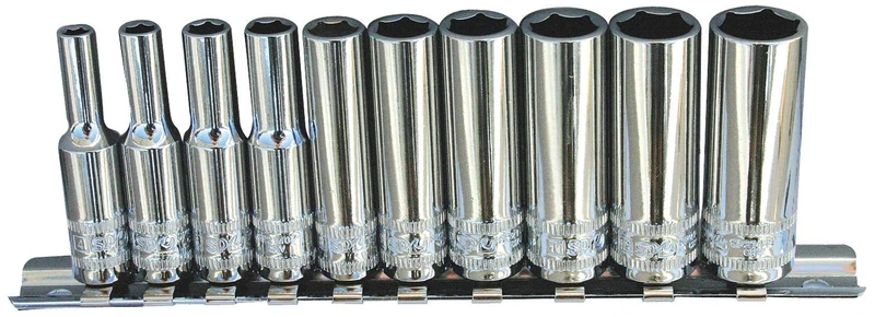 SP Tools SP19490 12-Sided Metric Long Sockets on Rail 1/4-Inch 10 Pieces