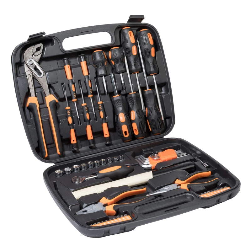 Ribelli 57-Piece Tool Set, Tool Box with Screwdriver Bits, Hammer, Pliers, Screwdriver for Household, Garage & Workshop