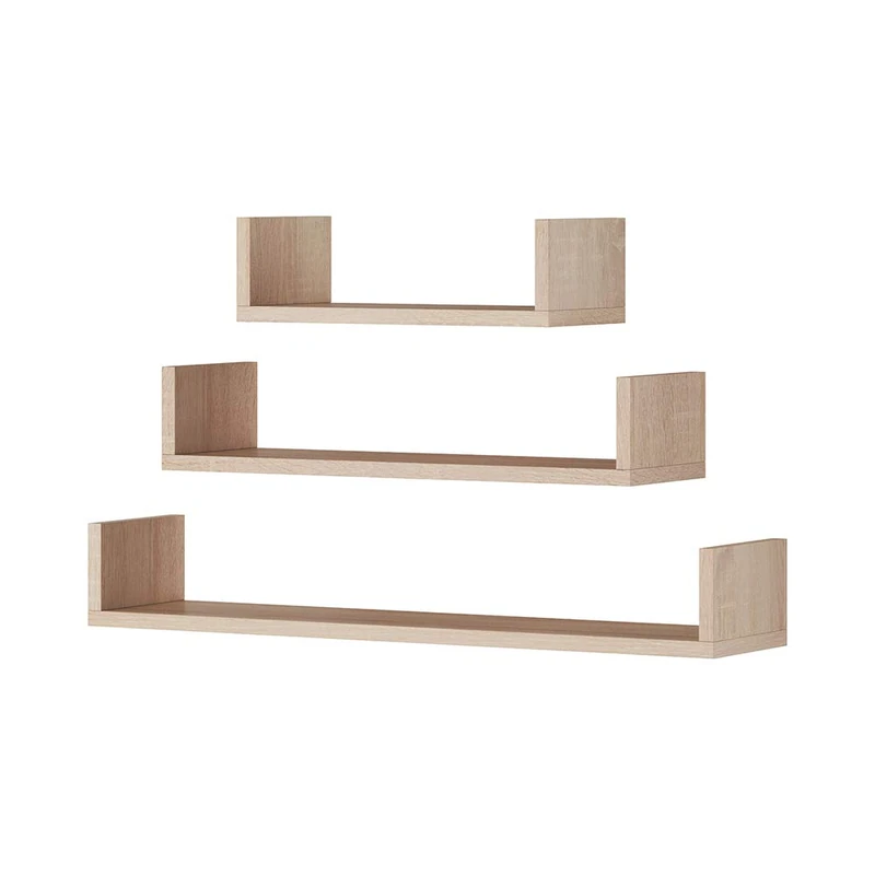 SELSEY KASSI - 3-piece Floating Shelf Set - U-shaped Shelves/Hanging Display Ledge Set/Decorative Wall Shelves/Light Oak - Image 1