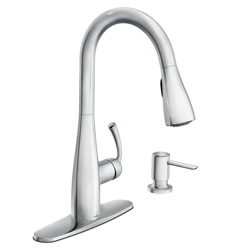 Moen Essie Single-Handle Pull-Down Sprayer Kitchen Faucet with Reflex and Powerclean in Chrome