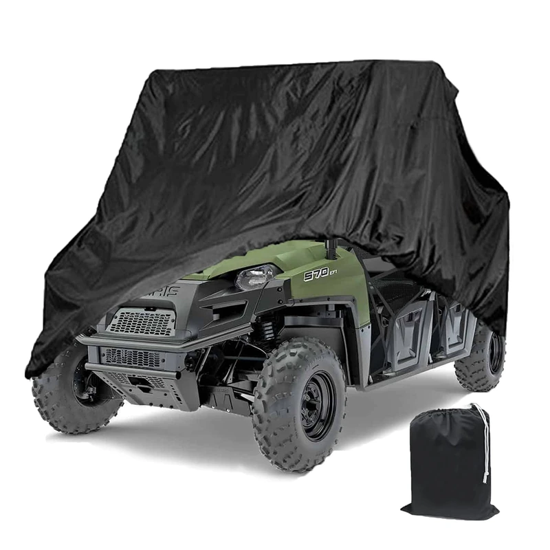 Indeedbuy Waterproof UTV Cover, Heavy Duty Black Protects 4 Wheeler From Snow Rain or Sun,Integrated Trailer System