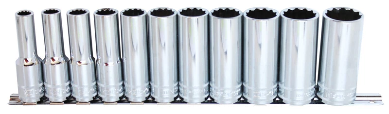 SP Tools SP20340 – Long sockets on 1/2 inch Rail, 12 Metric Sides, 12 Pieces, Designed for Professionals, Ratchets, sockets, Accessories, 1/2 inch sockets - Image 1