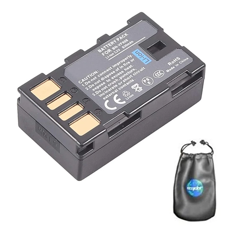 amsahr BT-CNBNVF908-1CT Digital Replacement Camera and Camcorder Battery for Canon BN-VF908, JVC BN-VF908, BN-VF808 - Grey