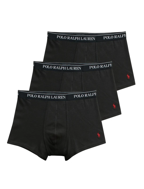 Polo Ralph Lauren Men's Classic Fit Cotton Trunks 3-Pack, Polo Black/Red, Small