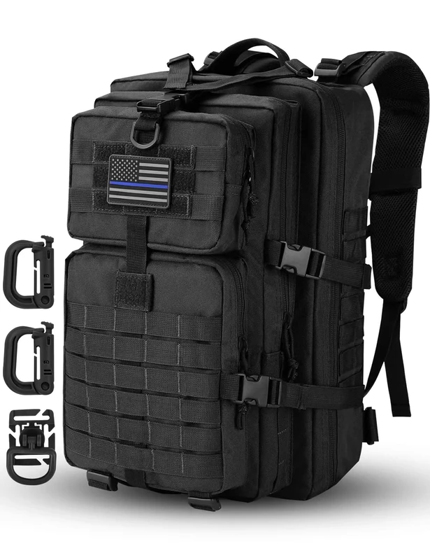 Hannibal Tactical 40L MOLLE Assault Pack, Tactical Backpack Military Army Camping Rucksack, 3-Day Pack, Black