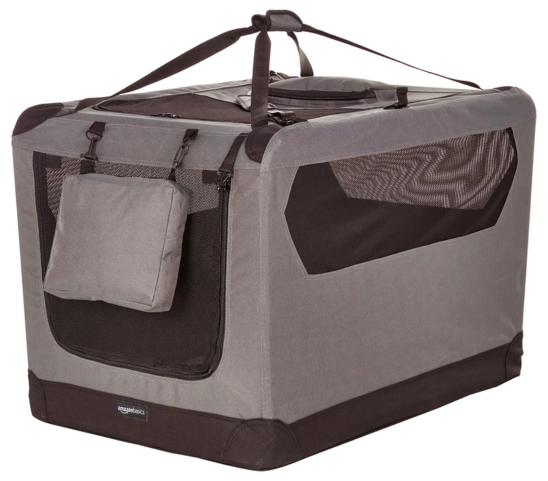 Amazon Basics Premium Folding Portable Soft Pet Crate for Dog - 36 inches / 91 cm, Grey