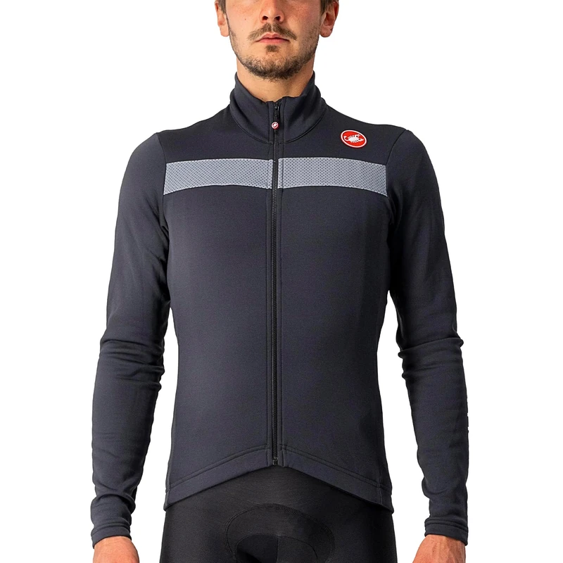 CASTELLI 4518511-085 PURO 3 JERSEY FZ Sweatshirt Men's LIGHT BLACK/SILVER REFLEX Size M