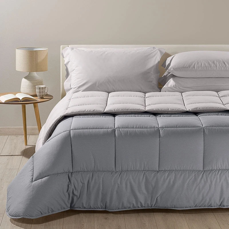Caleffi Quilt, Cotton Polyester, Grey, Queen-Size Bed