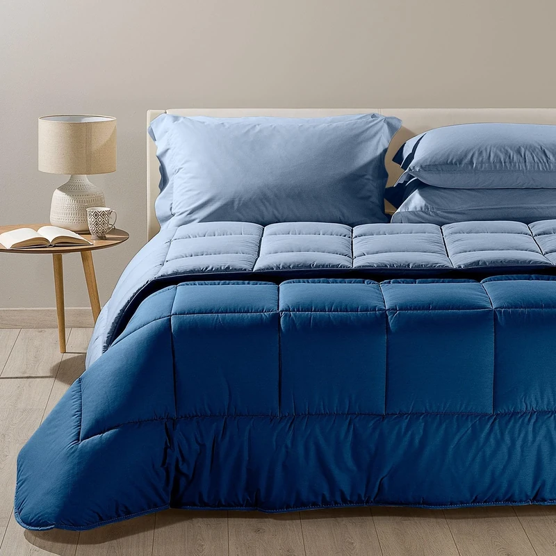 Caleffi - Quilt Bicolor Plain Double Size Avio