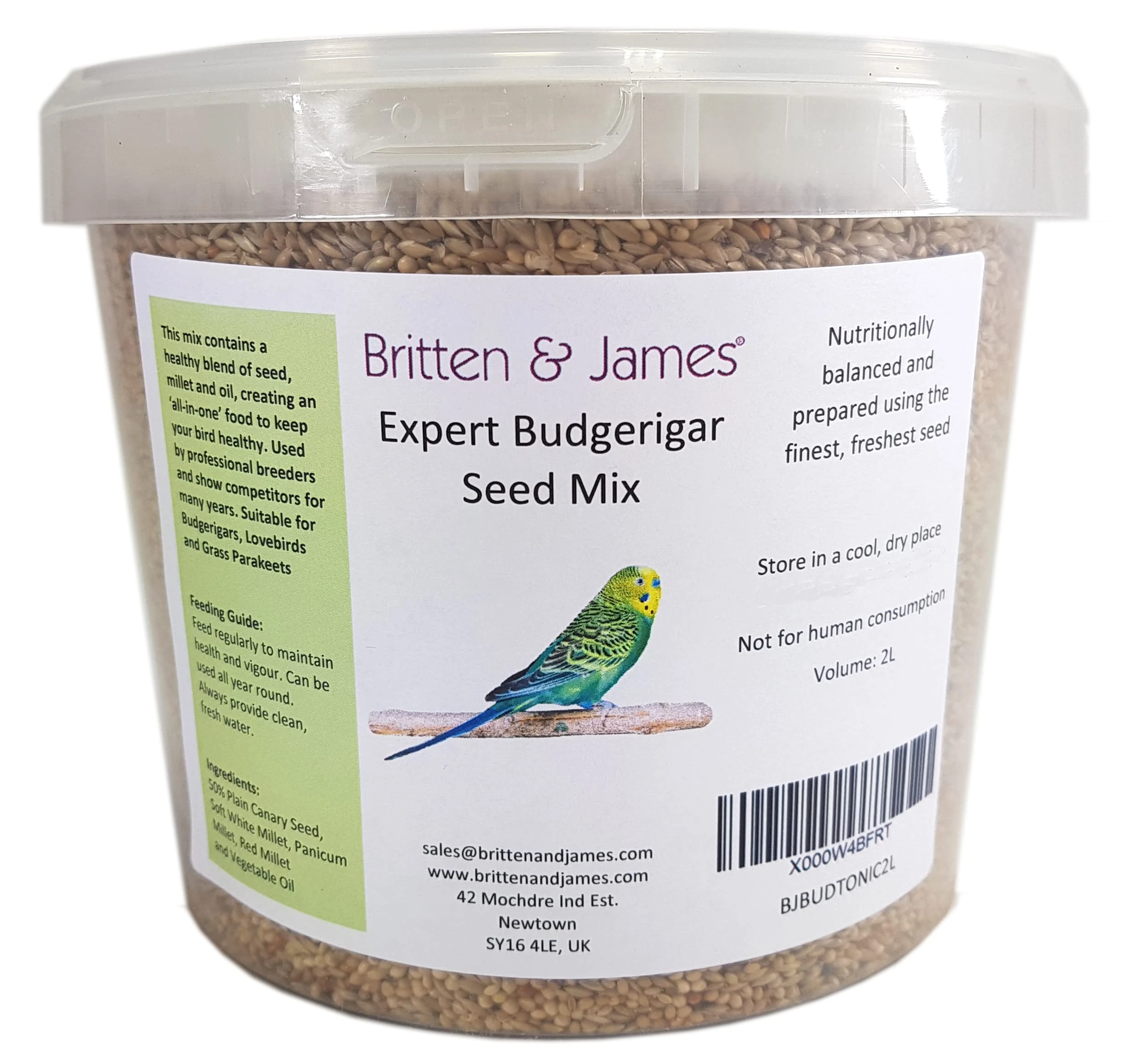 Britten & James Premium Food Mix for Budgies 2L Tub (1.8kg)
