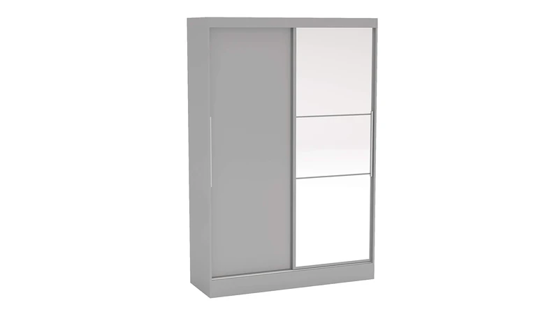 Birlea Lynx 2-Door Sliding Wardrobe with Mirror-High-Gloss, Grey